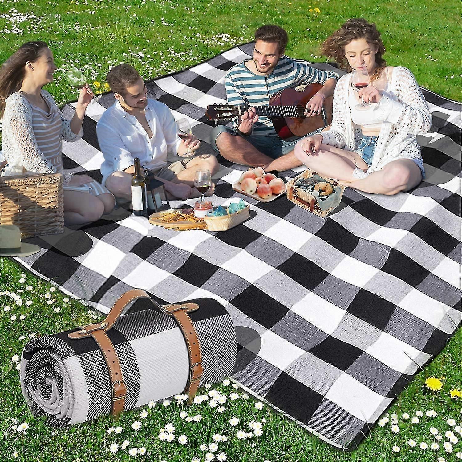 Coperta da picnic 80x 80 Coperta da spiaggia extra large, impermeabile e pieghevole, coperta da esterno a 3 strati per 6-8 adulti