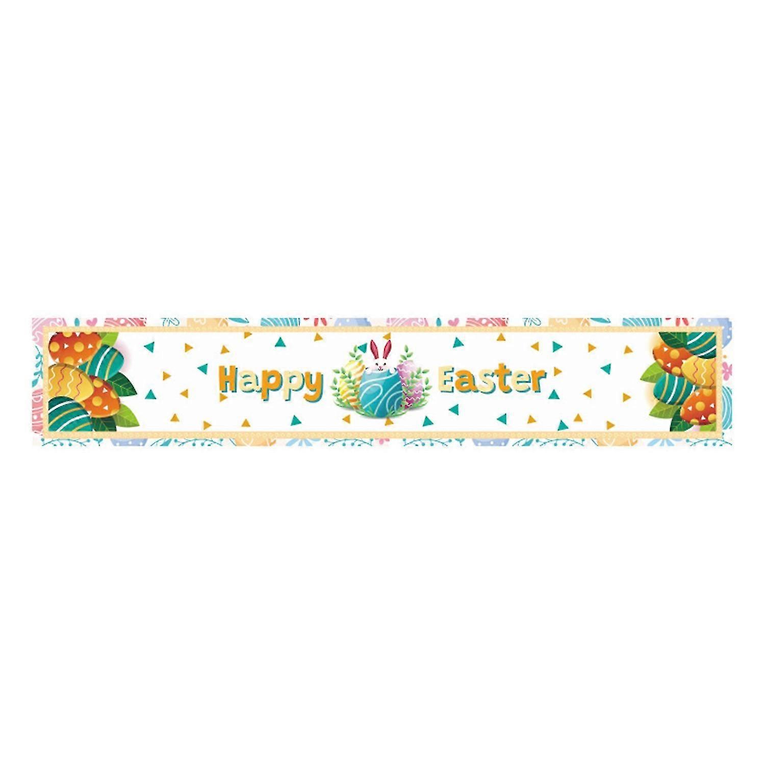 Table Runner Exquisite Pattern Lint Free Smooth to Touch Decorative Linen Egg Bunny Printing Easter