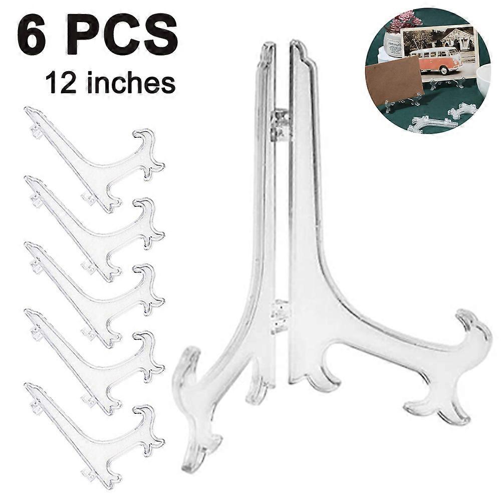 12" 6pcs/Set Plastic Easels Plate Display Stands Picture Frame Stand Holder