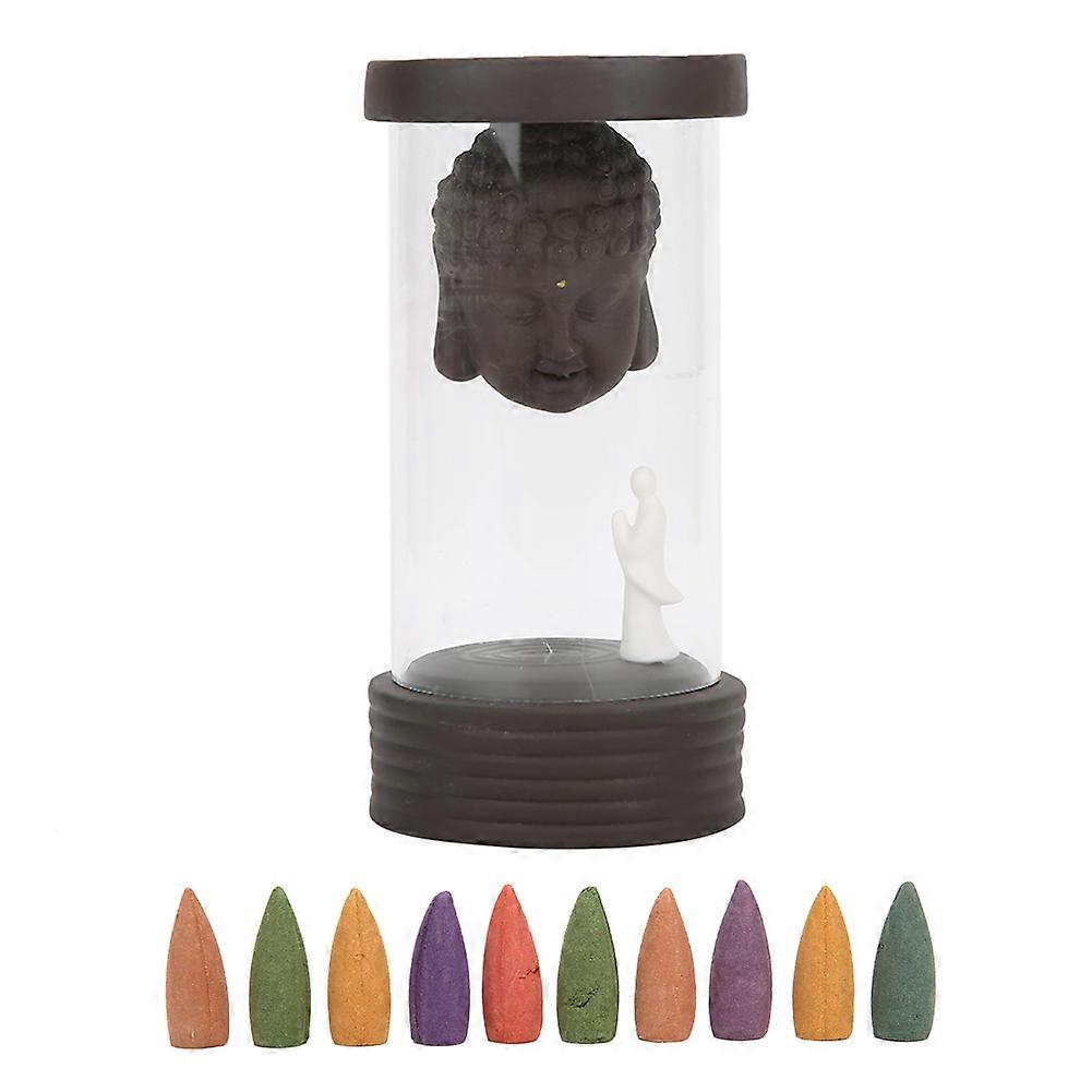 Backflow Incense Burner Buddha Design Windproof Decorative Home Ornament For Indoor Use