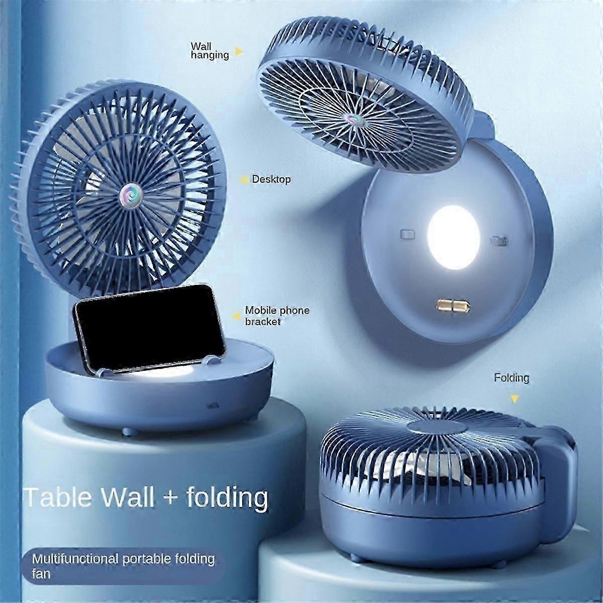 Wall Mounted Fan USB Charging Folding Small Fan Ultra Quiet 3 Speeds Light, Portable Air Circulator