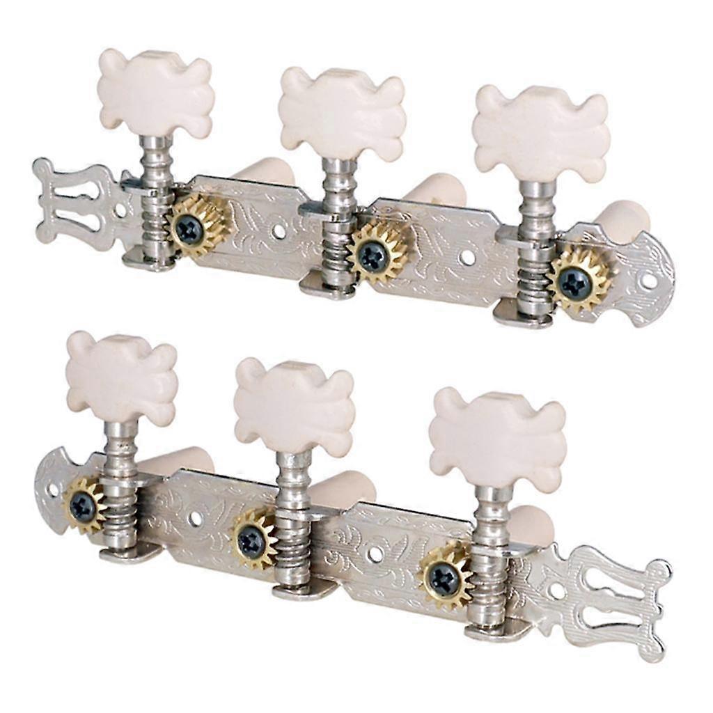 2pcs Classical Guitar Tuning Pegs Keys Machine Heads Tuner with White Button