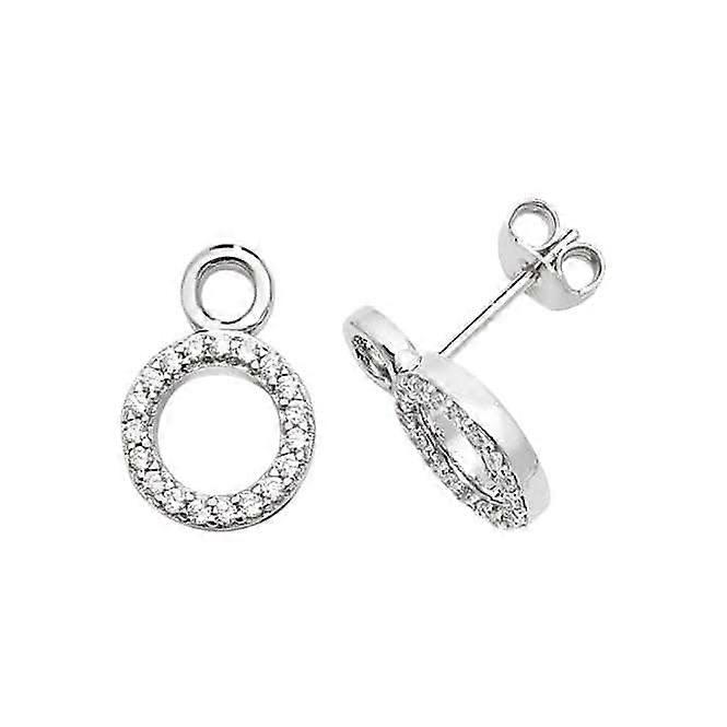 Acotis Silver Stud Earrings Double Circle Zirconia G51156