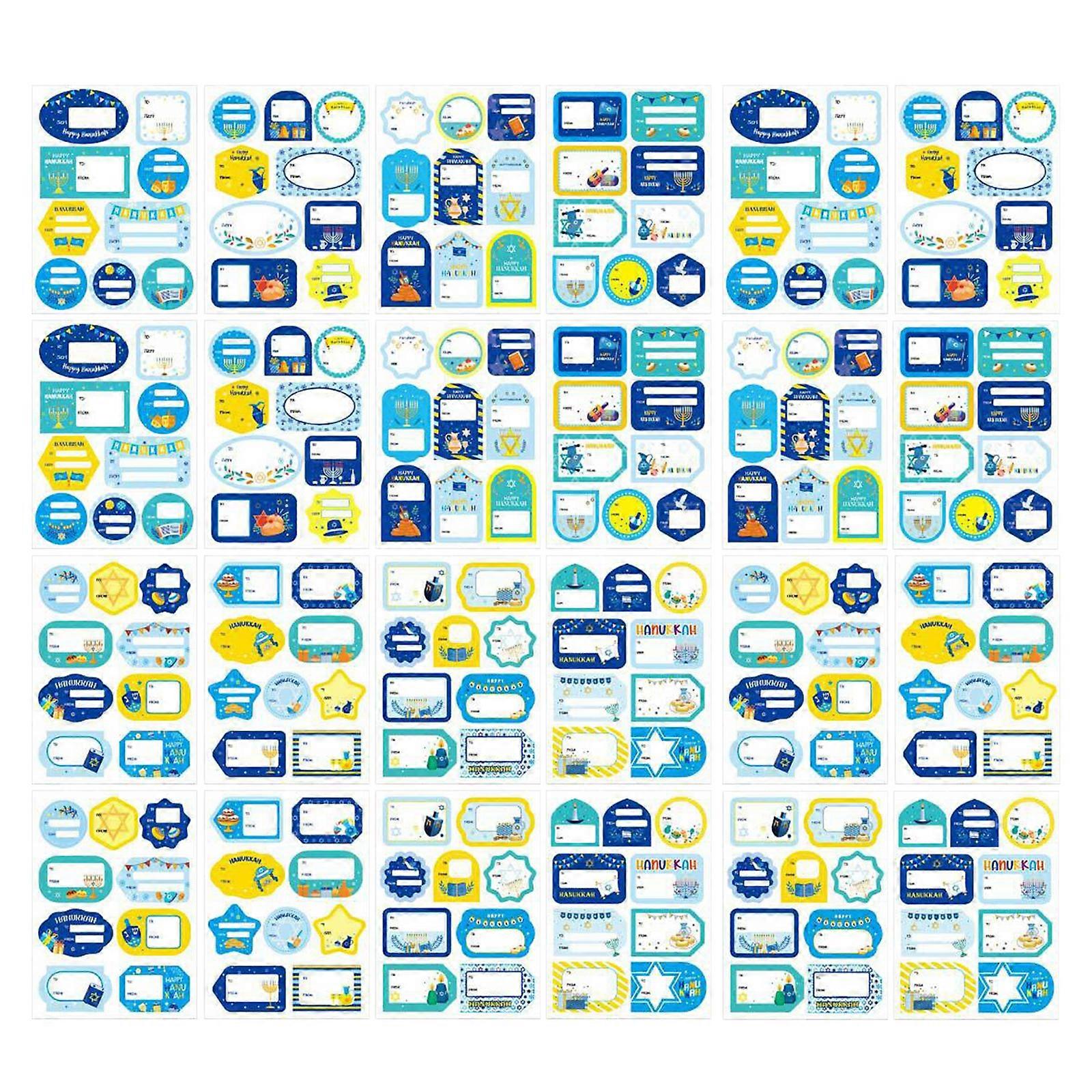 16 Sheets Hanukkah Stickers Window Decals Wrapping Labels Stickers for Gift Wrapping Planners, Calendars, Journals