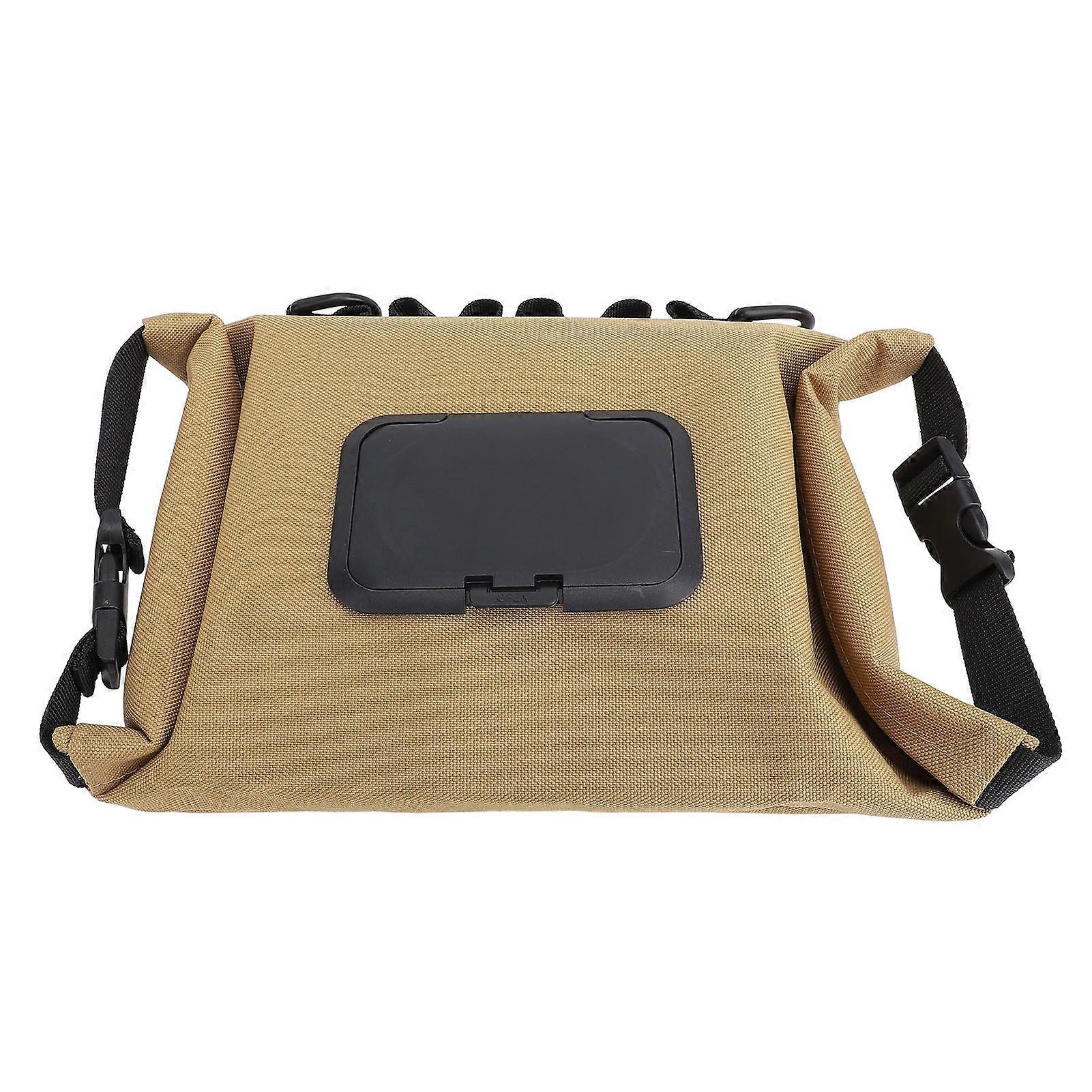 Portable Wet Wipe Dispenser Storage Bag Travel Tissue Pouch Camel Colour Durable Fabric Foldable Design Adjustable Strap Compact for Home and Travel U