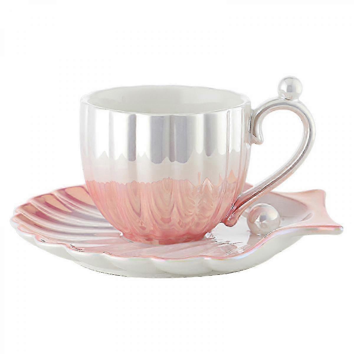 7oz Ceramic Cloud Mug Cup with Coaster Pink Coffee Tea Set