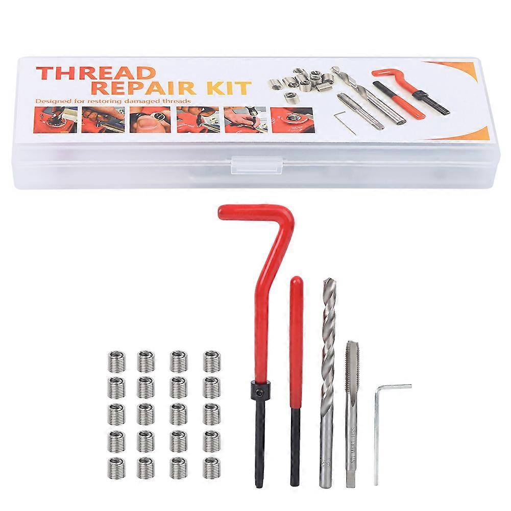 25pcs M6 Thread Repair Kit Thread Tap Drill Bit Damaged Threads Repair Tools