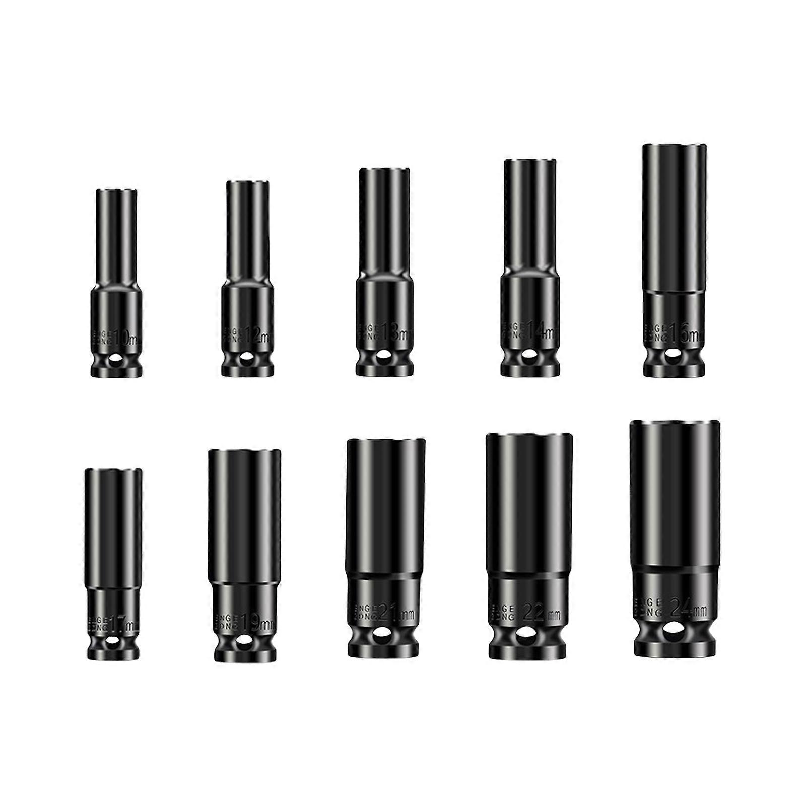 10/13Pcs Essential 6Point Socket Tool 1/2inch Drive Impact Socket for DIY Enthusiasts Professional Tightening Screws