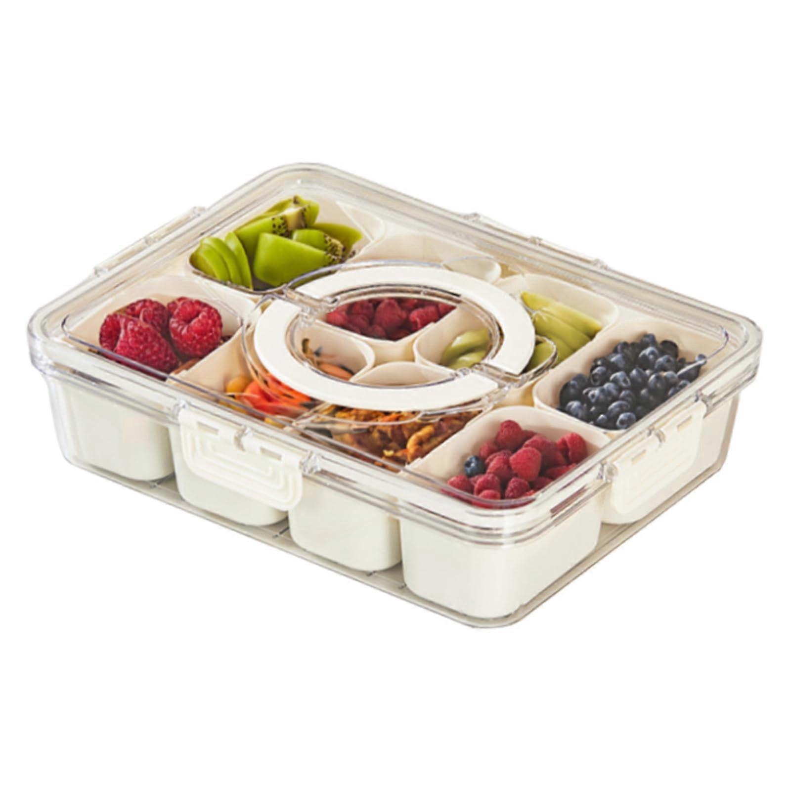 Travel Snack Box Container with Lid Refrigerator Food Storage Organizer 8 Compartment
