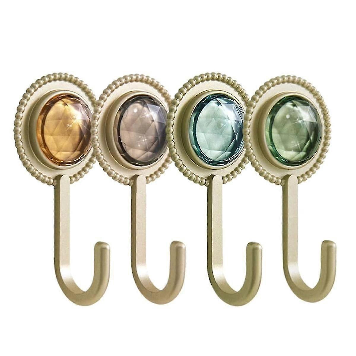 Heavy Duty Adhesive Hooks, 4pcs Wall Mount Hangers Hanging Coat Hooks Decorative Towel Hangers For Kitchen Bathroom