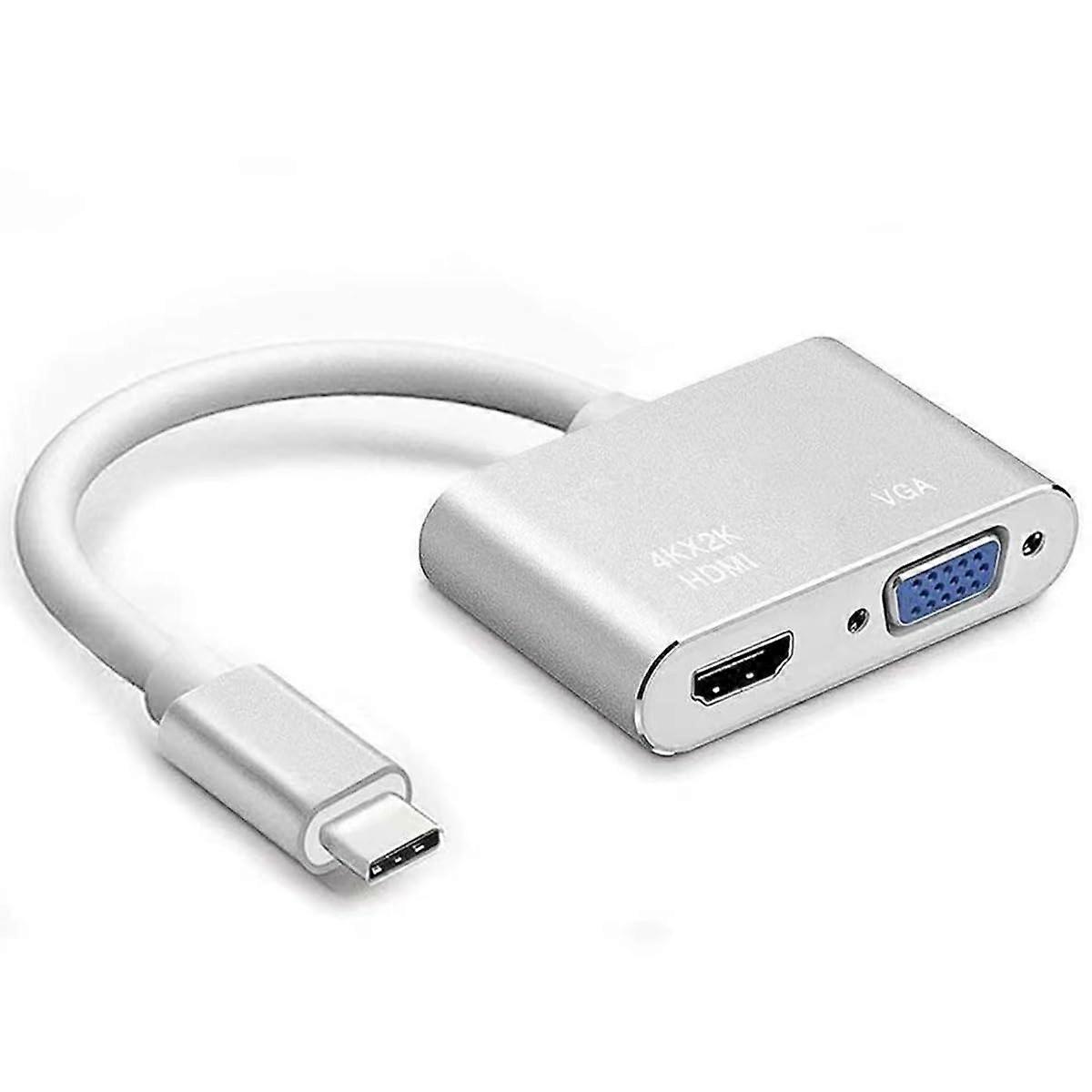 USB C to HDMI VGA Adapter,USB Type C to VGA HDMI Adapter Thunderbolt 3/4 for MacBook Pro, iPhone 16 15 Pro Max