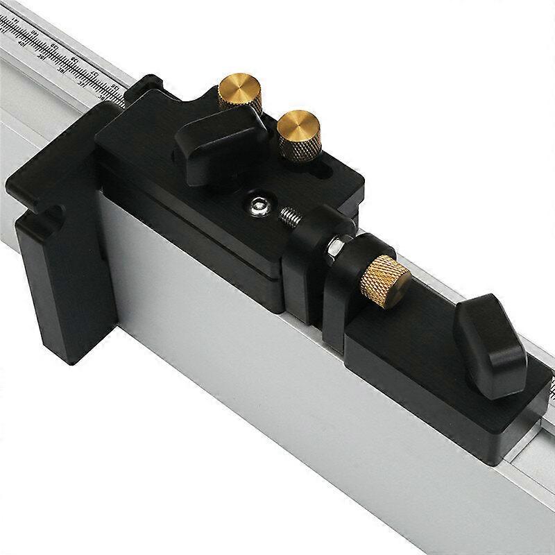 Adjustable Black Aluminum Miter Stop For Woodworking - Sturdy Flip Stop With 10mm Micro-adjustment, T-track Compatible