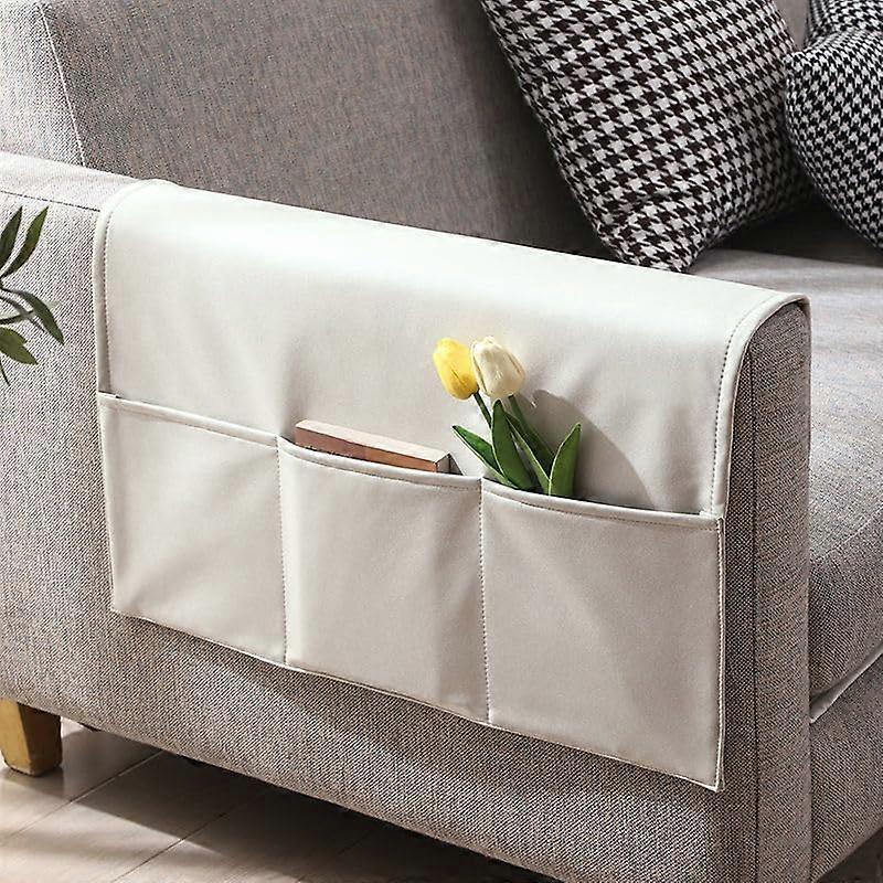 Sofa Storage Organizer Holder Bedside Caddy, Water Passage Pocket, Multi-Compartment, Soft Fabric, Black