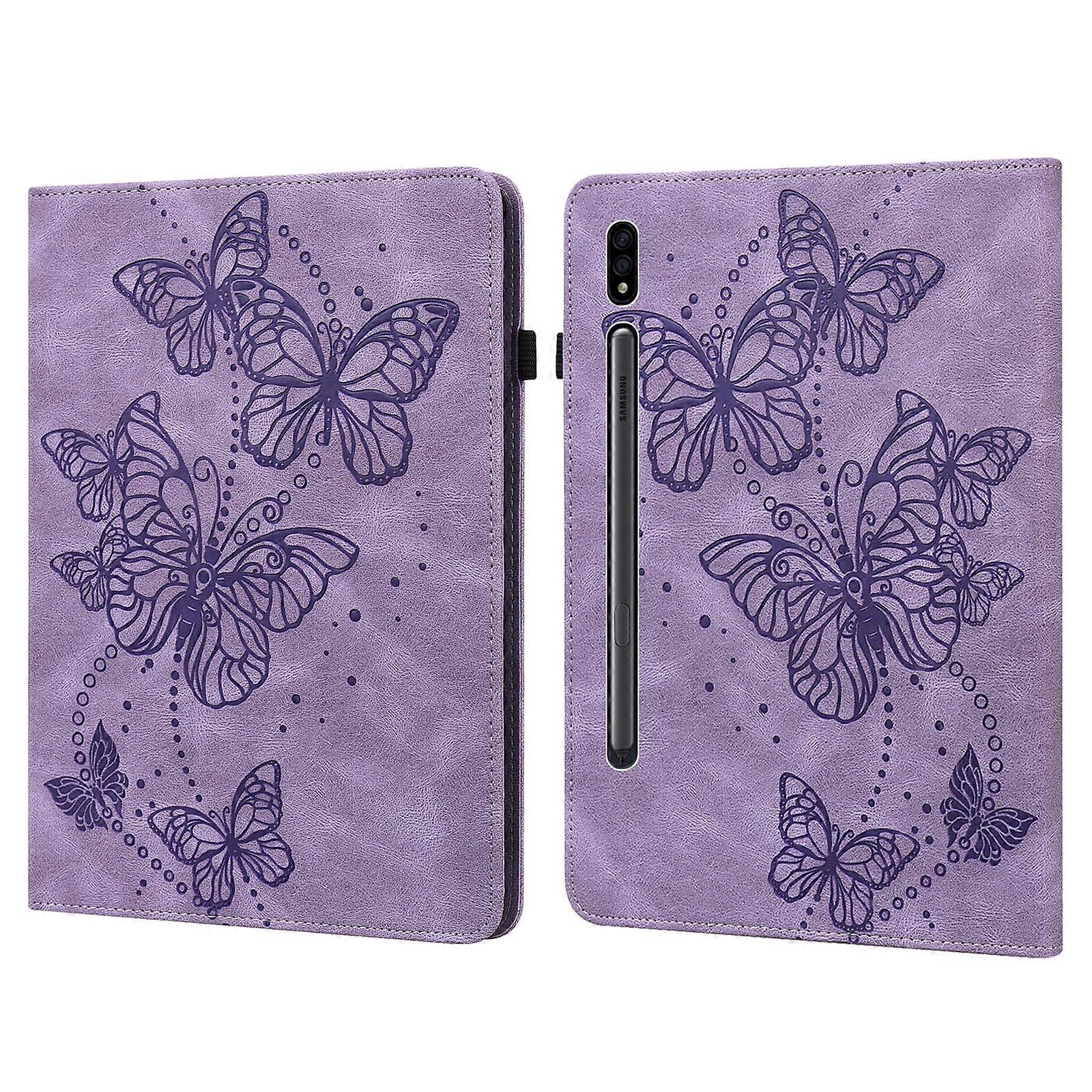 For Samsung Galaxy Tab S8 Embossed Butterfly Pattern Leather Tablet Case