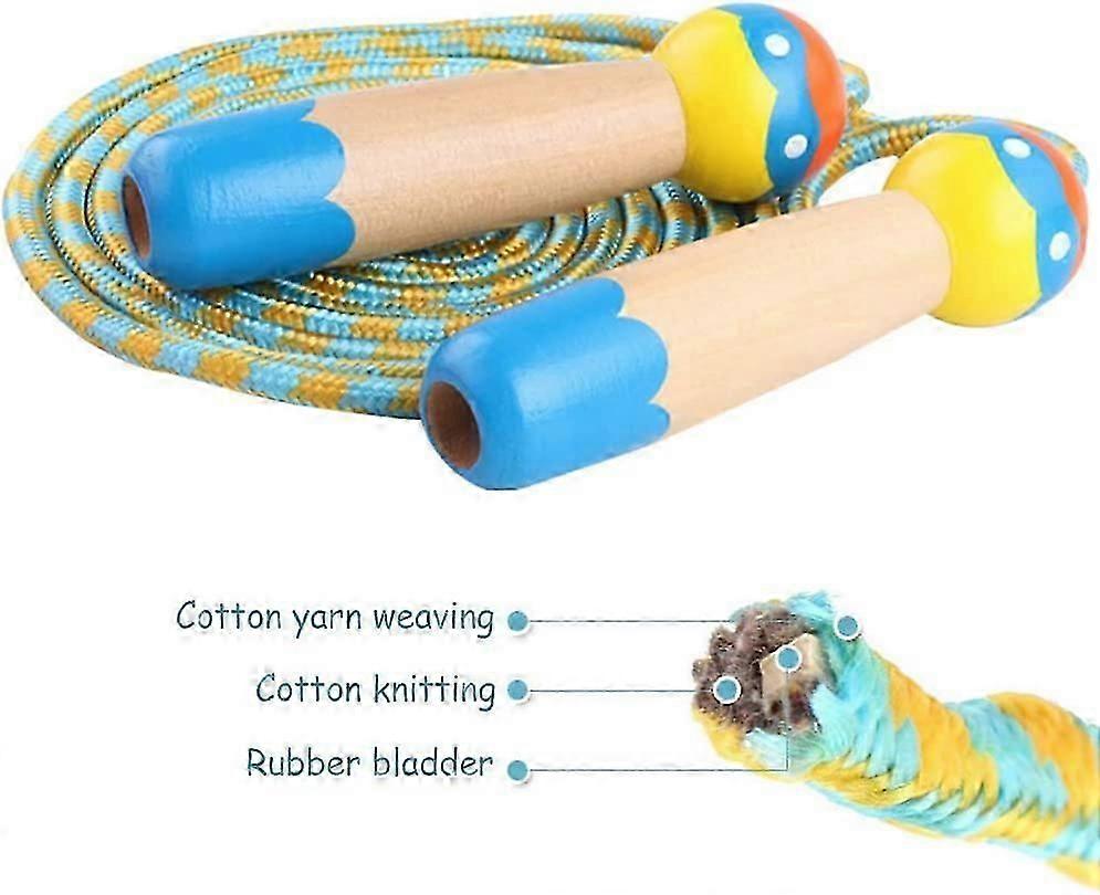 Children's Cartoon Wooden Handle Skipping Rope, Adjustable