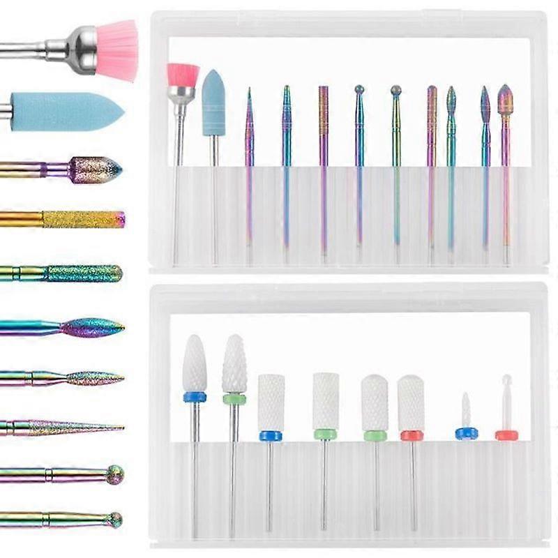 SPECOOL 18pcs Ceramic Nail Drill Bits Set for Professional Manicure