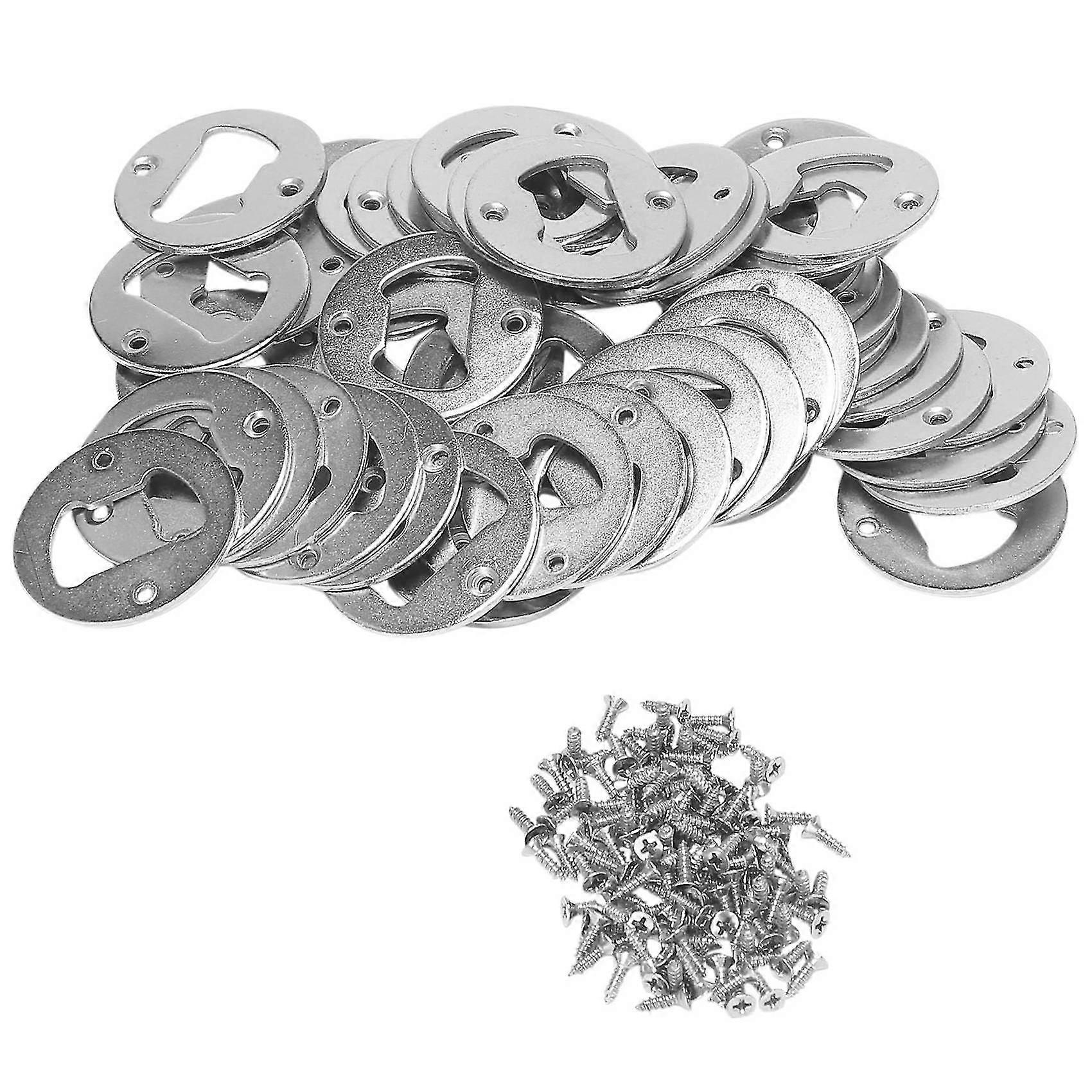50 Set Bottle Opener Insert,Stainless Steel Round DIY Bottle Opener Hardware Kit Hardware Parts Sup