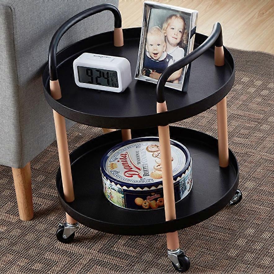 Luxury Movable Trolley Simple Kitchen Living Room Storage Tea Set Rack Two Layers