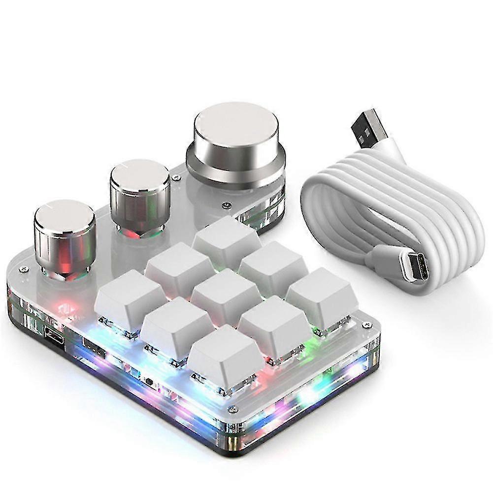 RGB Macro Keyboard Bluetooth with 3 Knobs, Custom Mechanical Keyboard for Programming and Gaming