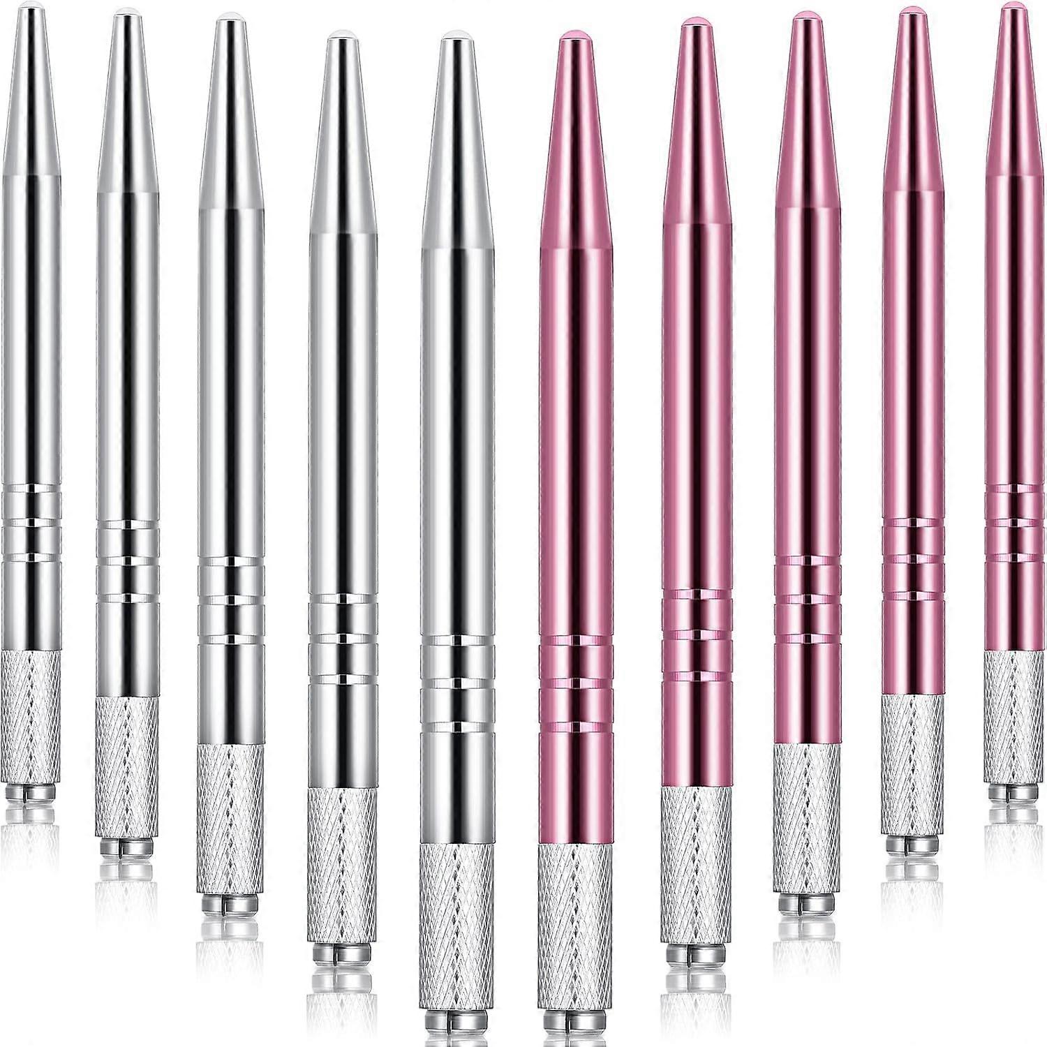 Microblading Pens 10 Piece Manual Eyebrow Pens Microblade Pen Aluminum Microblading Hand Tools Light Manual Microblade Tool Microblade Holder for Make