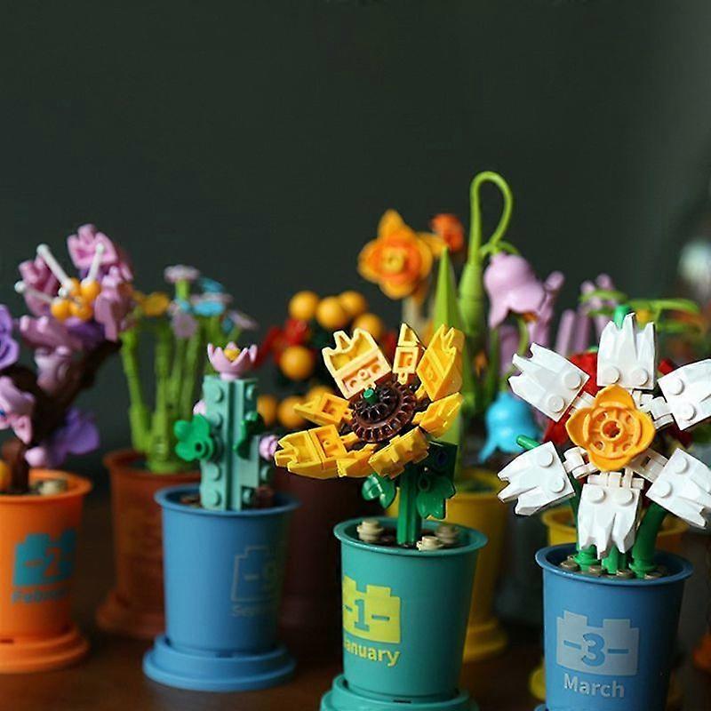 Building Blocks Compatible With Succulent Potted Children Puzzle Assembly