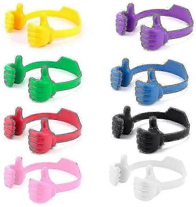 8 Pack Thumbs Up Cell Phone Holder, Adjustable Silicone Tablet Stand, Multi Colors Portable Desktop Ok Stands
