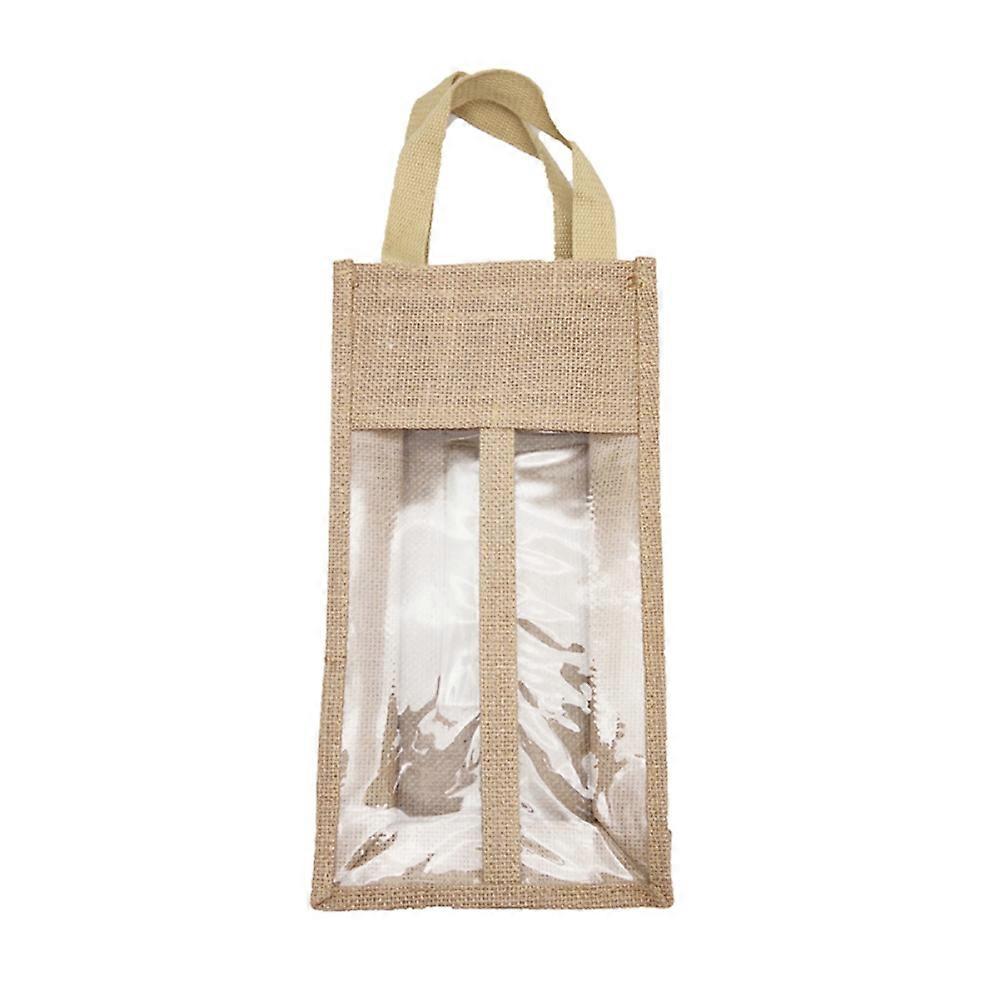 Burlap Gift Bag Reusable Fabric Red Wine Bottle Tote Bag with Handles Bottle Bag With Window