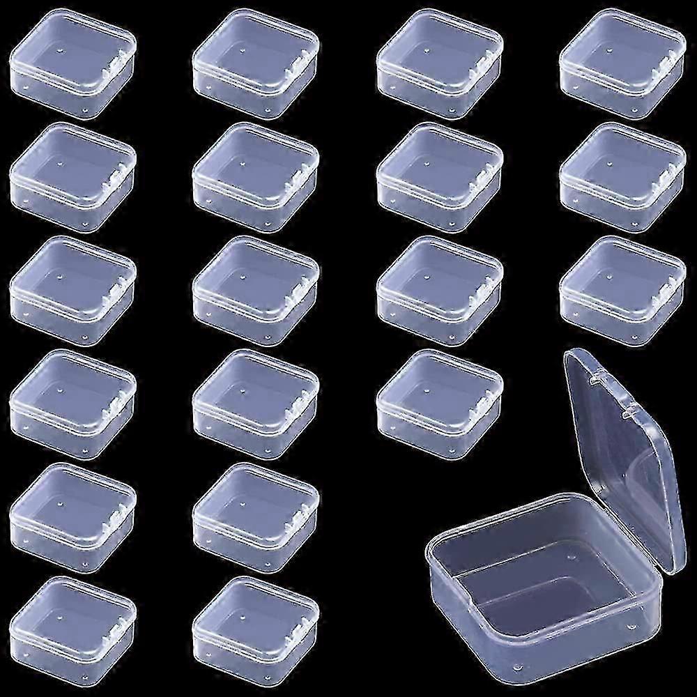 20 Pieces Small Clear Plastic Boxes Plastic Boxes With Square Lid Mini Clear Plastic Box Small Plastic Containers For Beads, Jewelry, Pills
