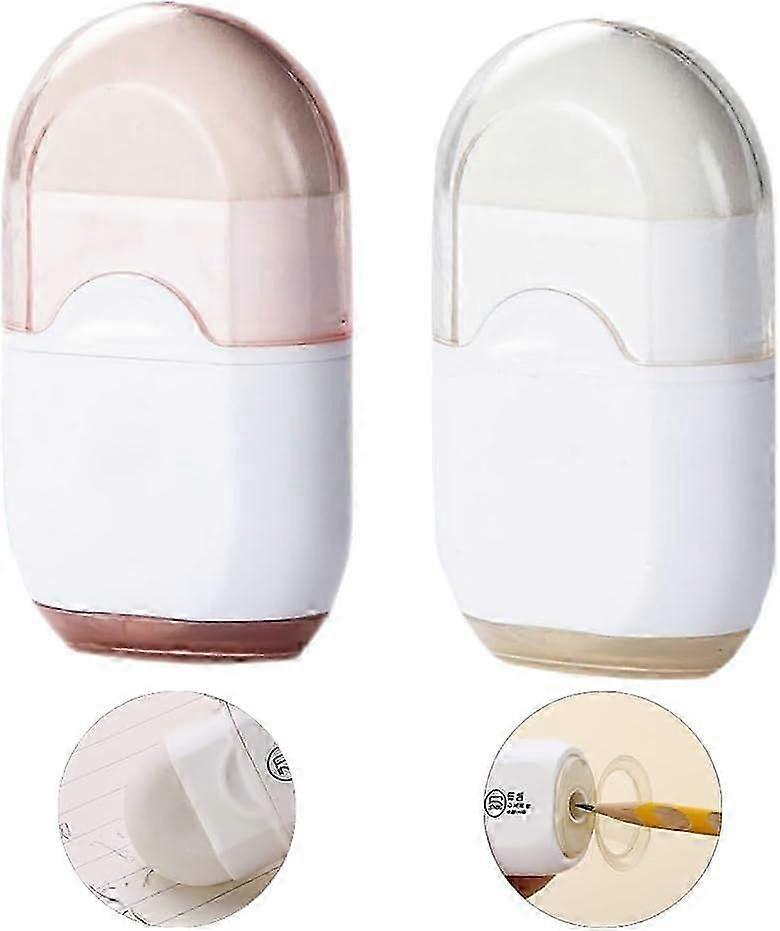 2 Pcs Manual Pencil Sharpener with Eraser Pencil Sharpener with Container Mini 2-in-1 Pencil Sharpener Manual Pencil Sharpeners (White)
