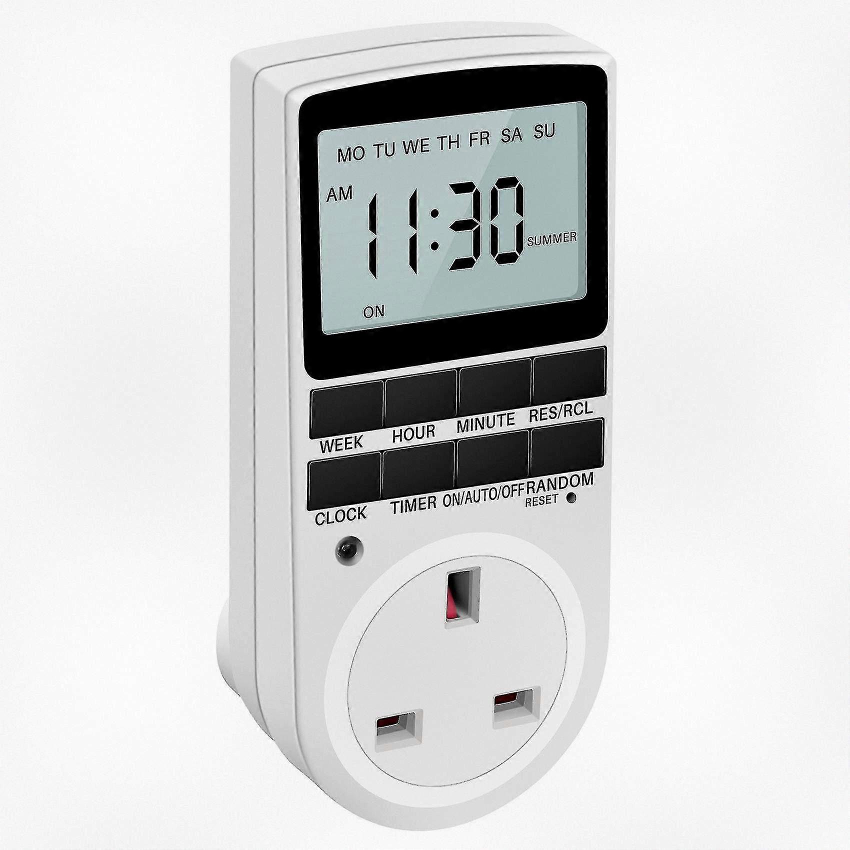UK power outlet digital timer socket, programmable electrical timer switch for lamps, appliances and energy saving