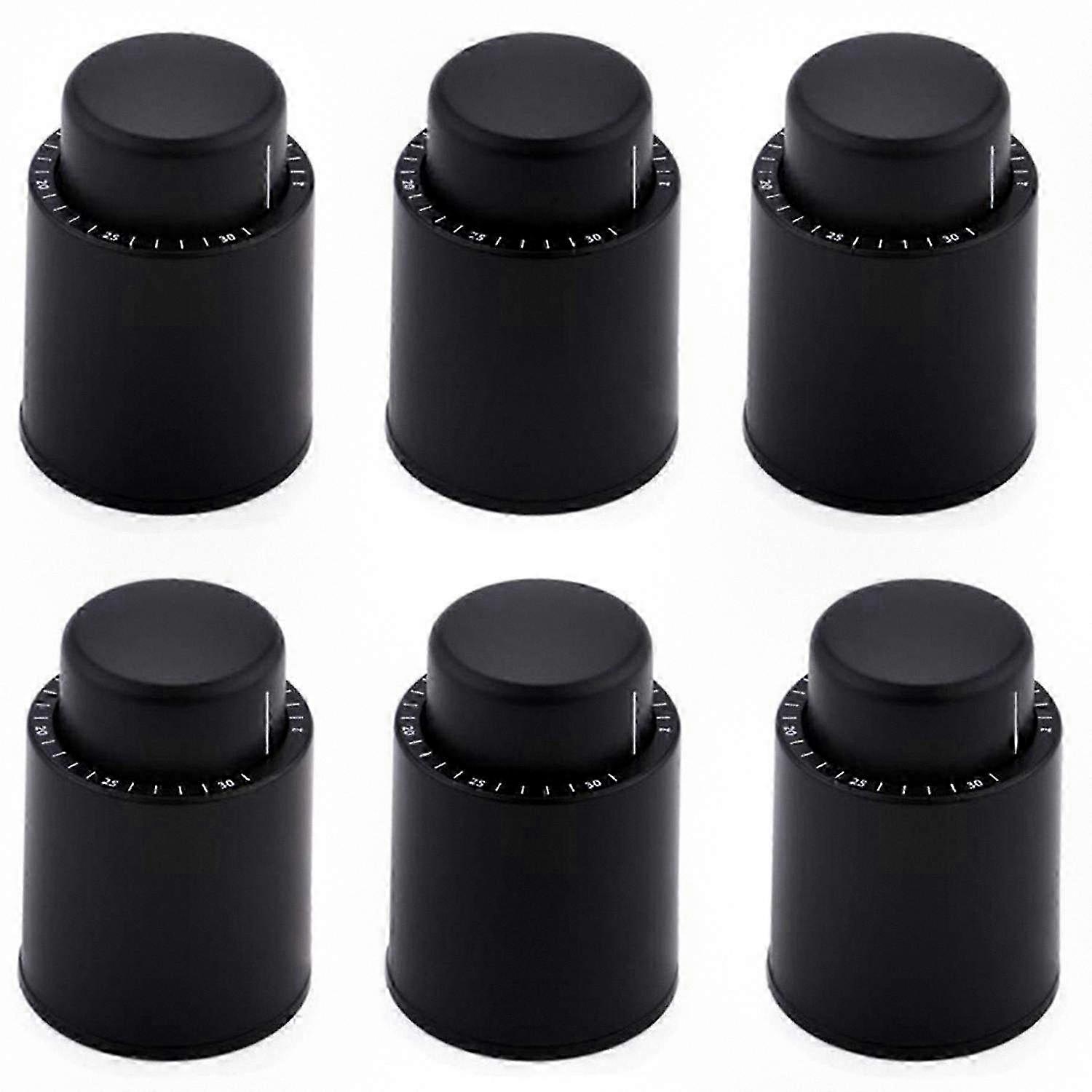 Vacuum Wine Stopper Sealing Plugs for Red Wine with Time Scale - 6 Pack of Compatible Wine Corks