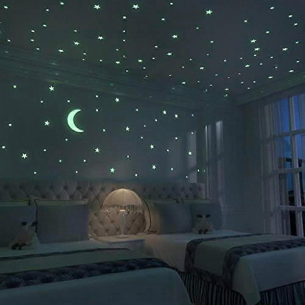 Glow Moon And Stars Set: 1 Foot Moon Sticker And 40 Brightest Glow In The Dark Star Stickers | Boxed Set With Adhesive Putty, Mesh Pouch & B