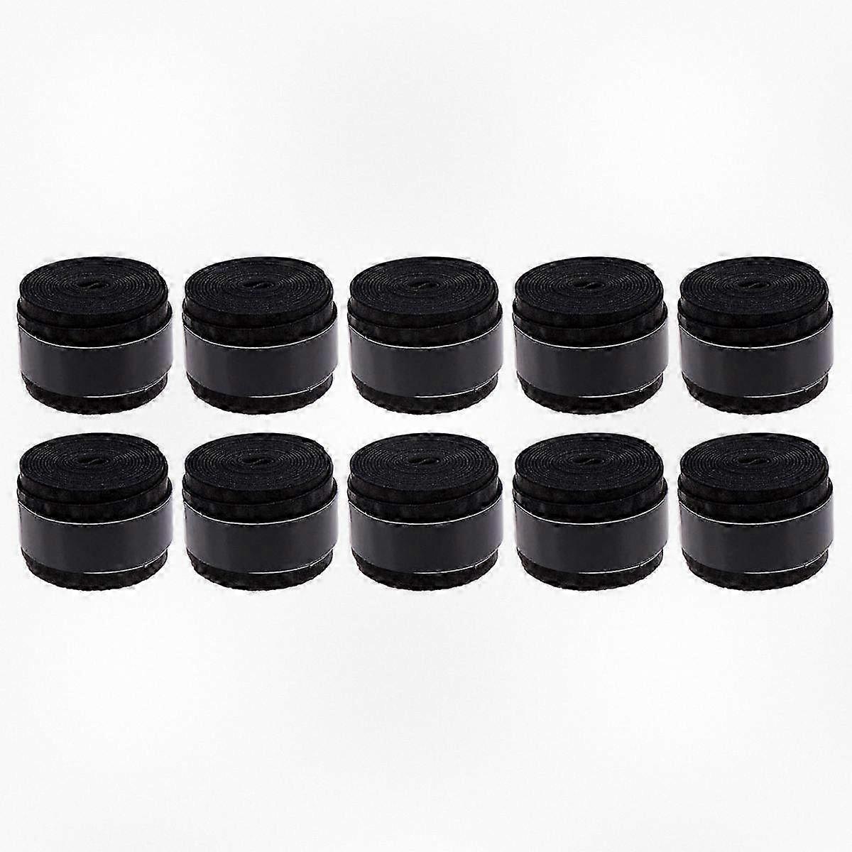 Set of 10 Super Absorbent Black Racket Grips for Tennis, Squash, and Badminton �C Anti-Perforated Sweat Bands