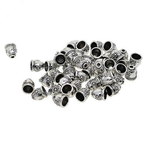 2x50 Pieces Daisy Patterned Beads Cap Tassel End Cap Jewelry Making Findings