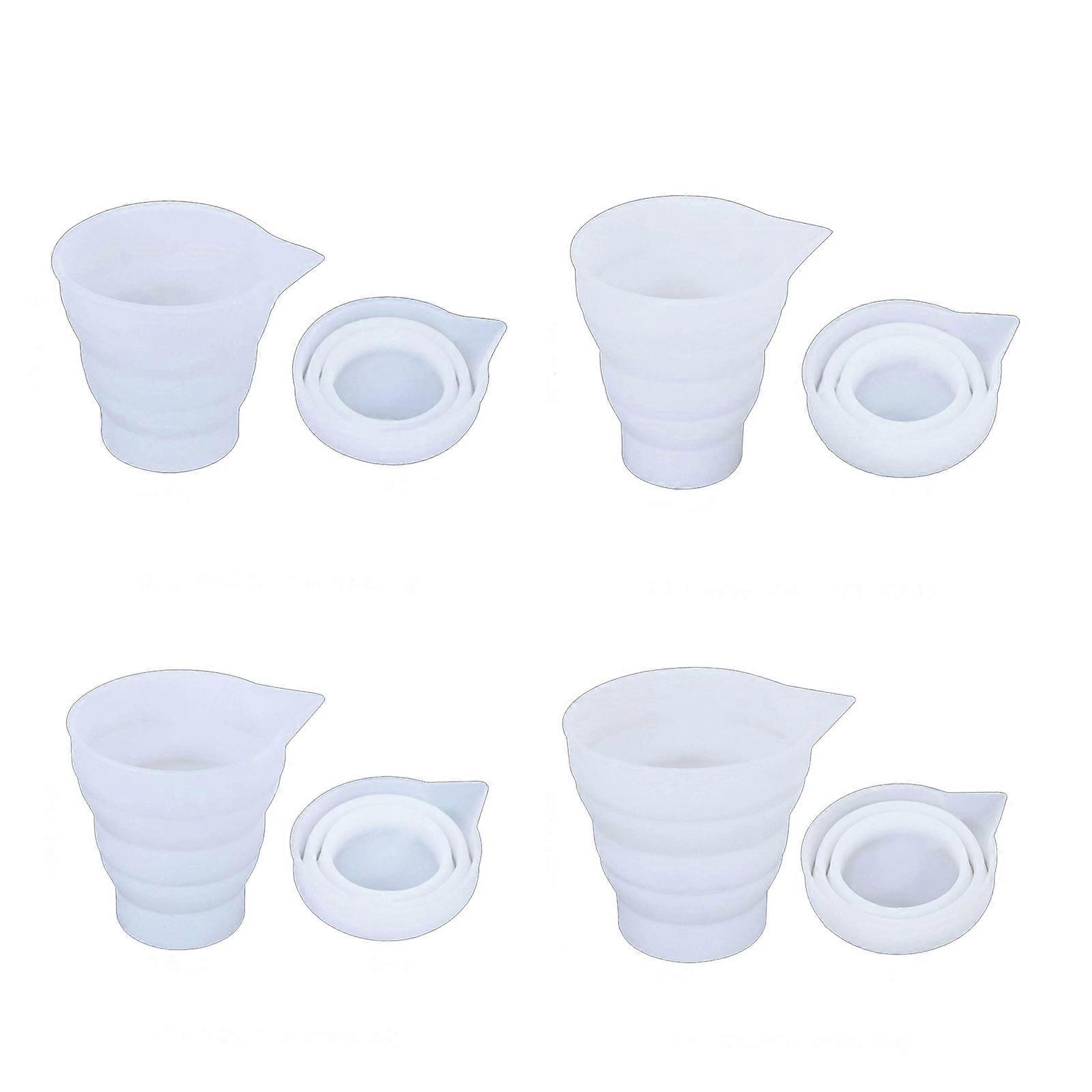 4pcs/set Foldable Silicone Measuring Cup Molds 50-500ml Mixing Cup Container Mold for Candle Making Casting Resin Molds