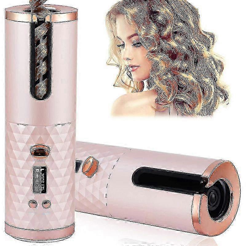 Cordless Automatic Hair Curler with LCD Display - Wireless Curling Iron Wand
