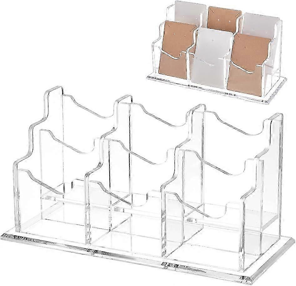 6 Pockets 2 Tiers Acrylic Business Card Holder Vertical Business Card Holder Clear Desktop Business Card Display Stand Acrylic Name Card Holder for Of