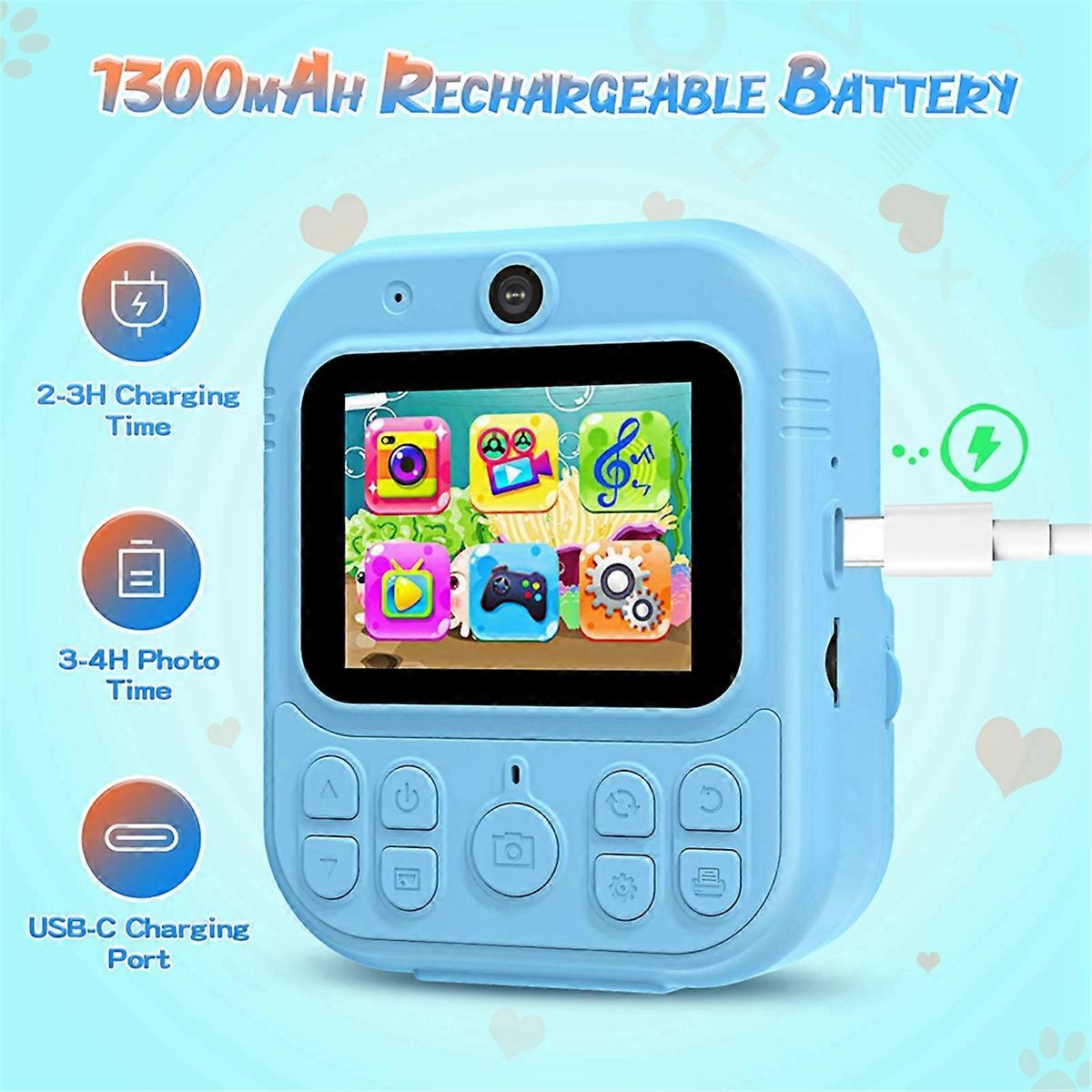 HD 1080P Kids Mini Instant Print Digital Camera Pink