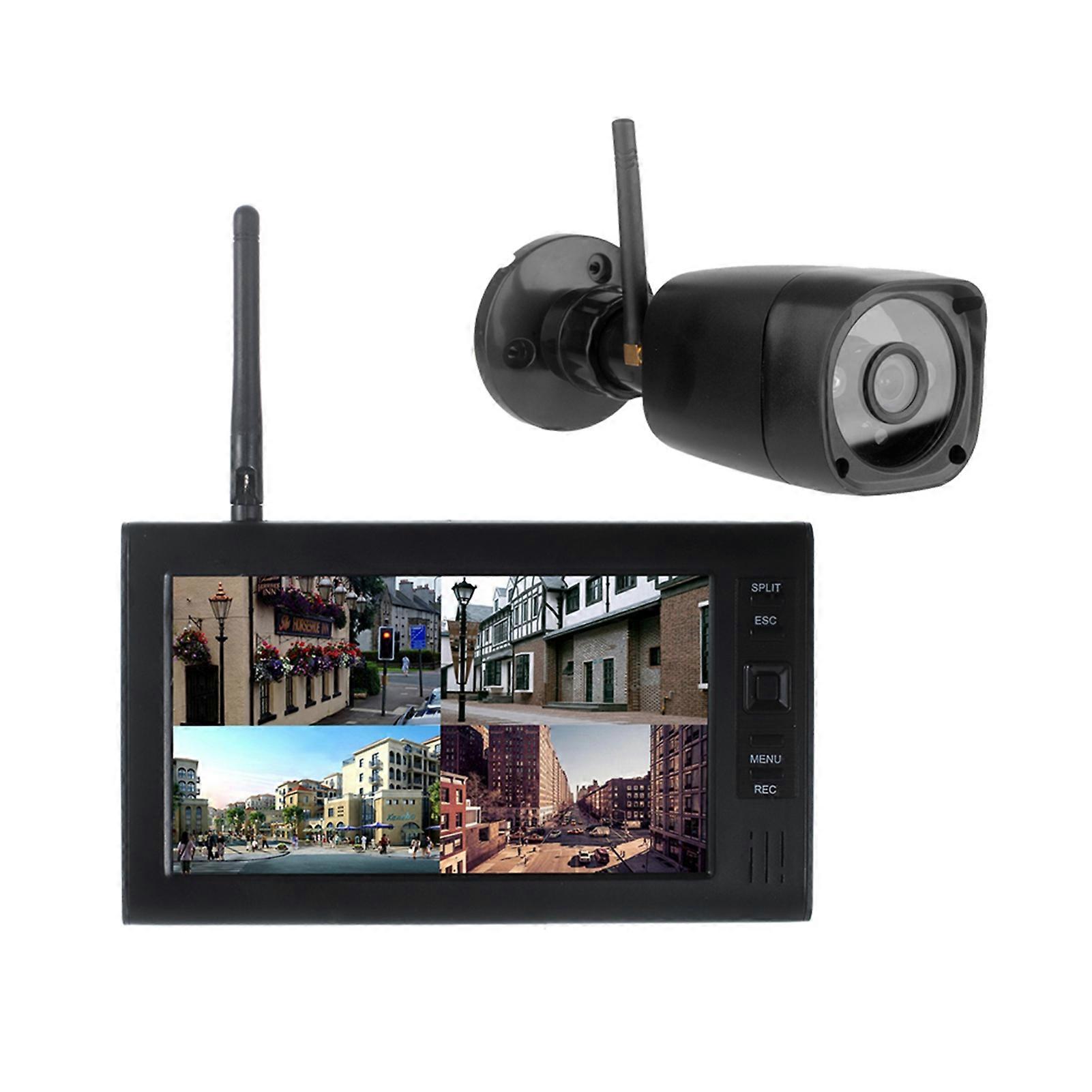 Wireless Security Camera DVR System with 720P Camera and 7 Inch LCD Manual Loop Video Recording Photo 30M Transmit Range for Home Office Warehouse Sh