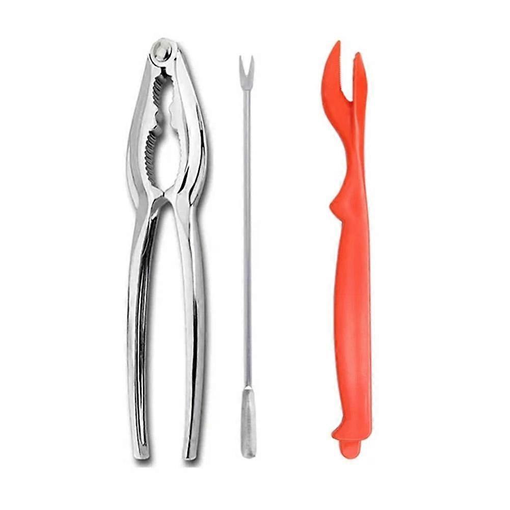 3-Piece Steel Crab Cracker Set Heavy Duty Seafood Tools For Easy Shelling