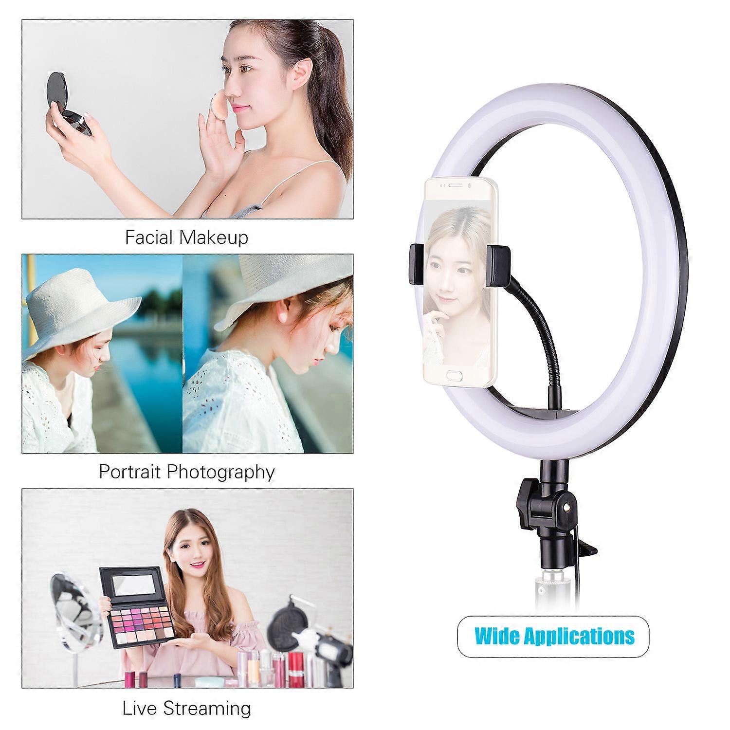 10" LED Ring Light with Phone Holder - USB-Powered Desktop Light for Selfies & Videos