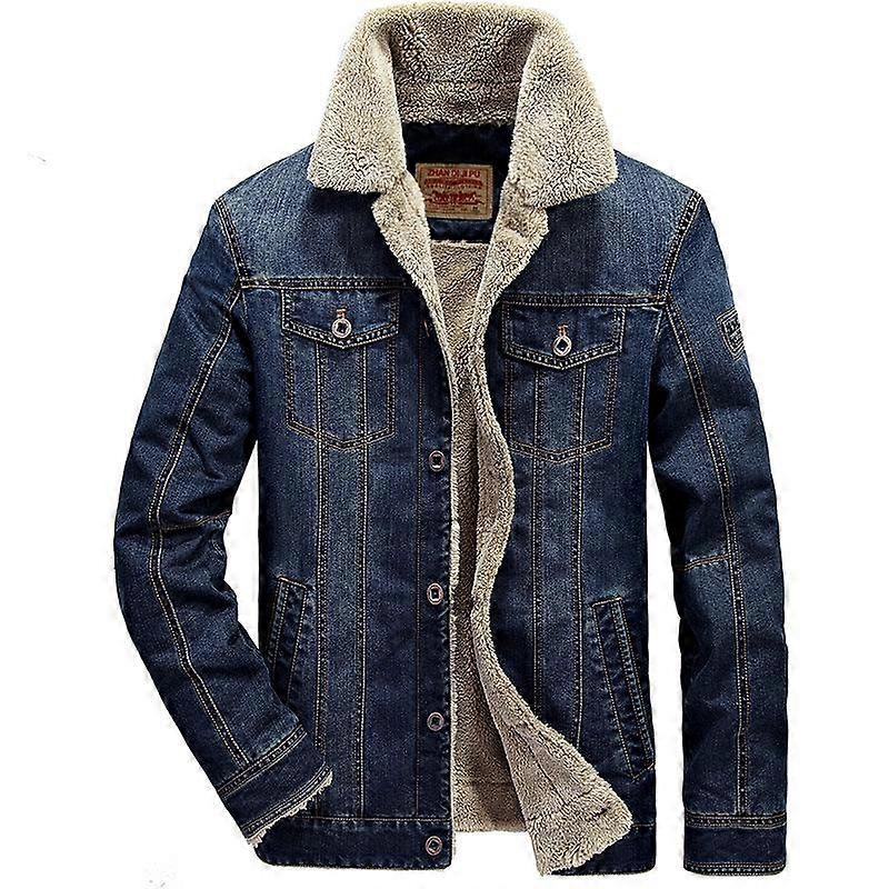 Winter Men's Denim Jacket Thickened Loose Plus Size Windproof and Warm Coat