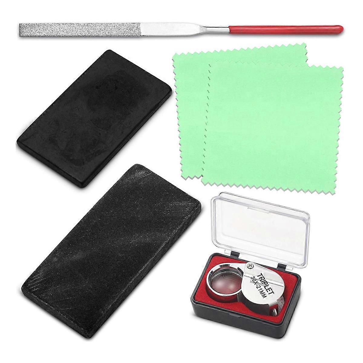 6-Piece Gold and Silver Jewelry Testing Solutions Kit Includes Scratches, Streaks, Gemstone Polishi