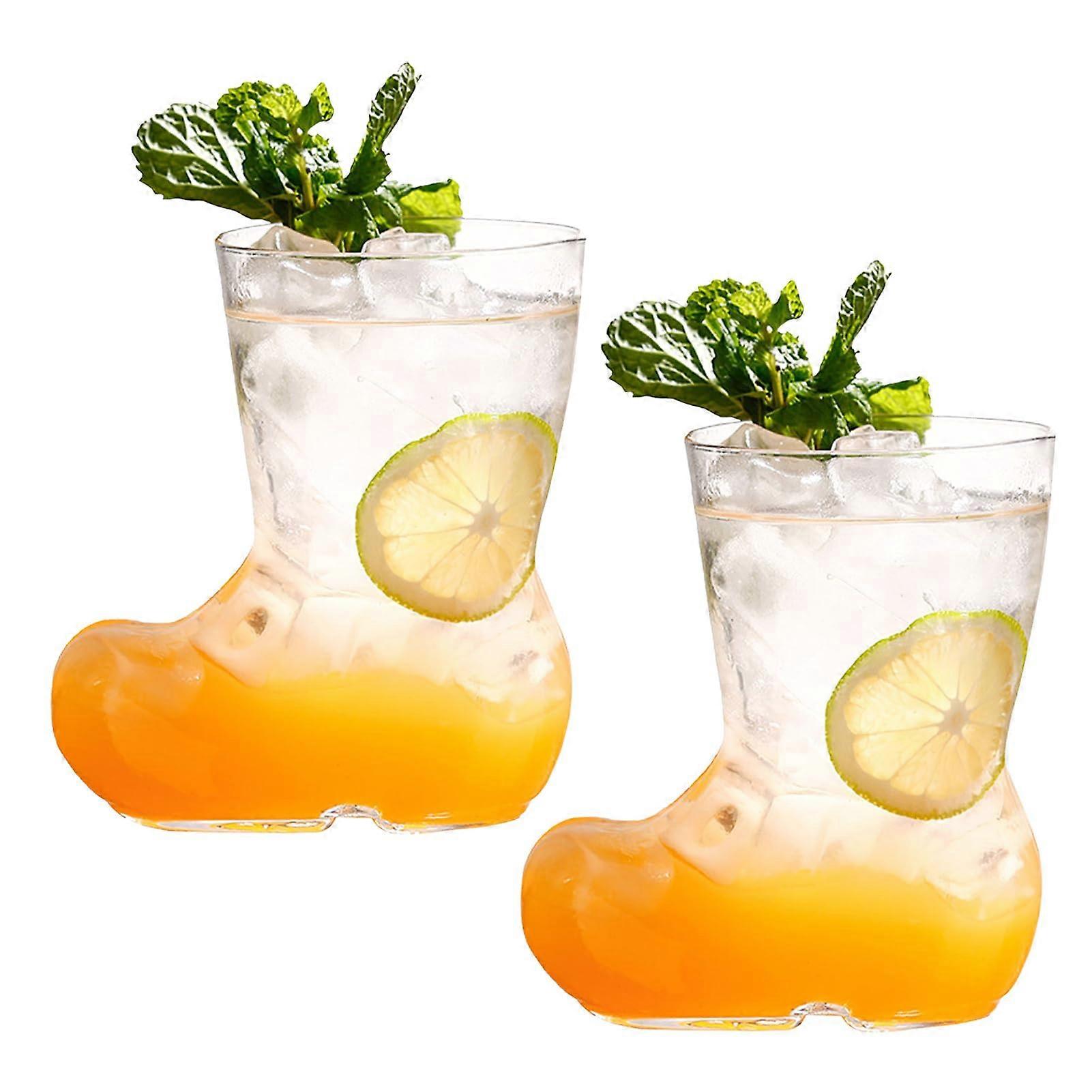 Set of 2 Boot-Shaped Cocktail Glasses, 380 ml Creative Martini and Whisky Wine Glasses, Unique Beverage Cups