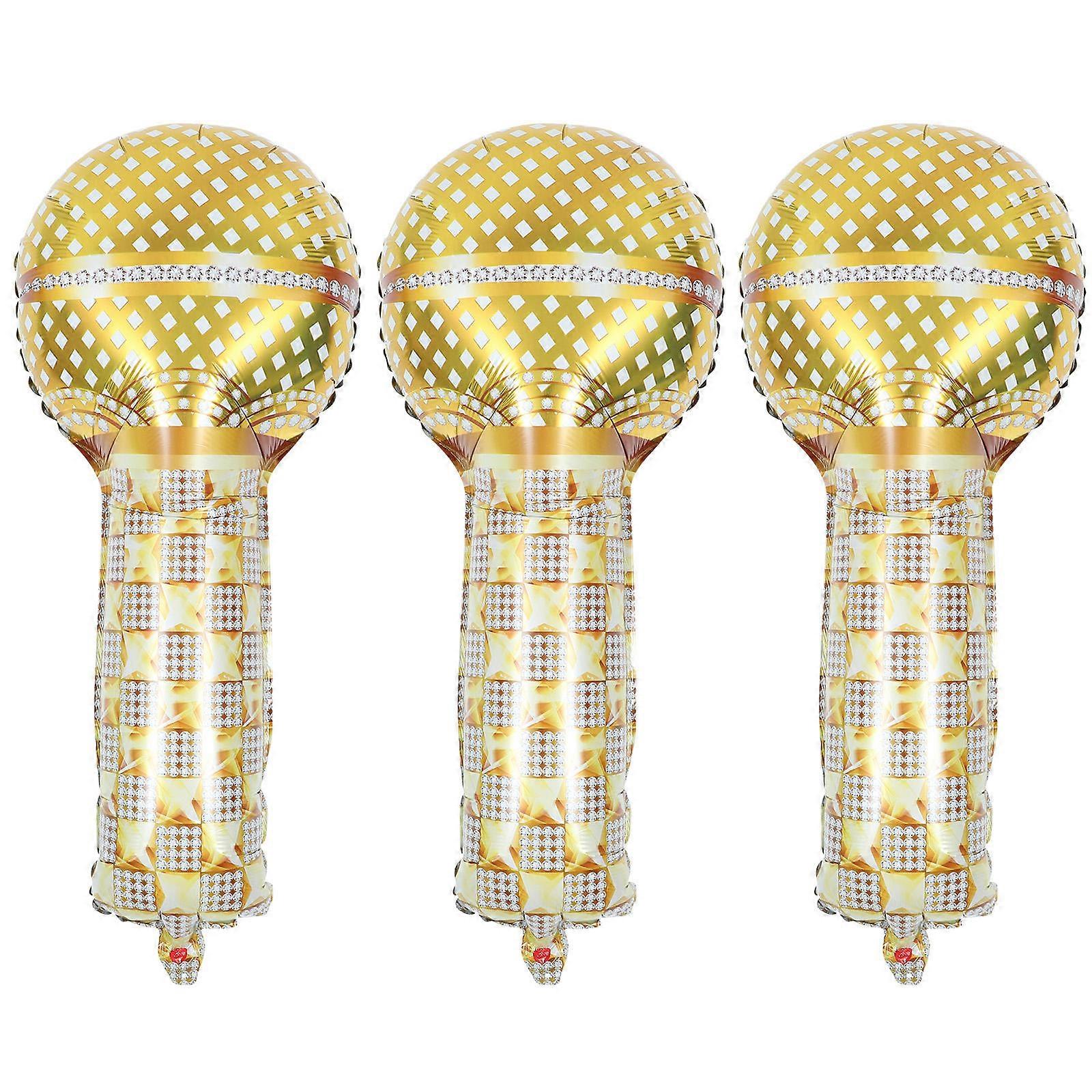 3pcs Inflatable Microphone Balloons for Party Decorations – Retro Themed Props for Graduation, Halloween & Musical Event Photo Backdrops