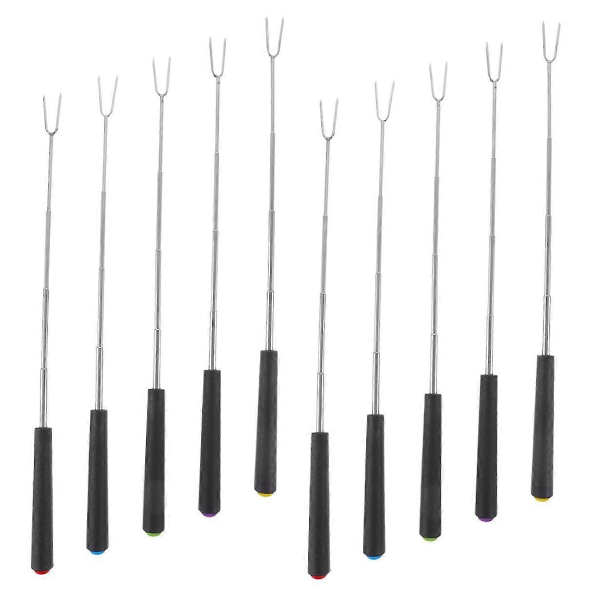 10-Piece Telescoping Grill Forks Set, Portable BBQ Skewers for Easy Cleaning and Family Gatherings