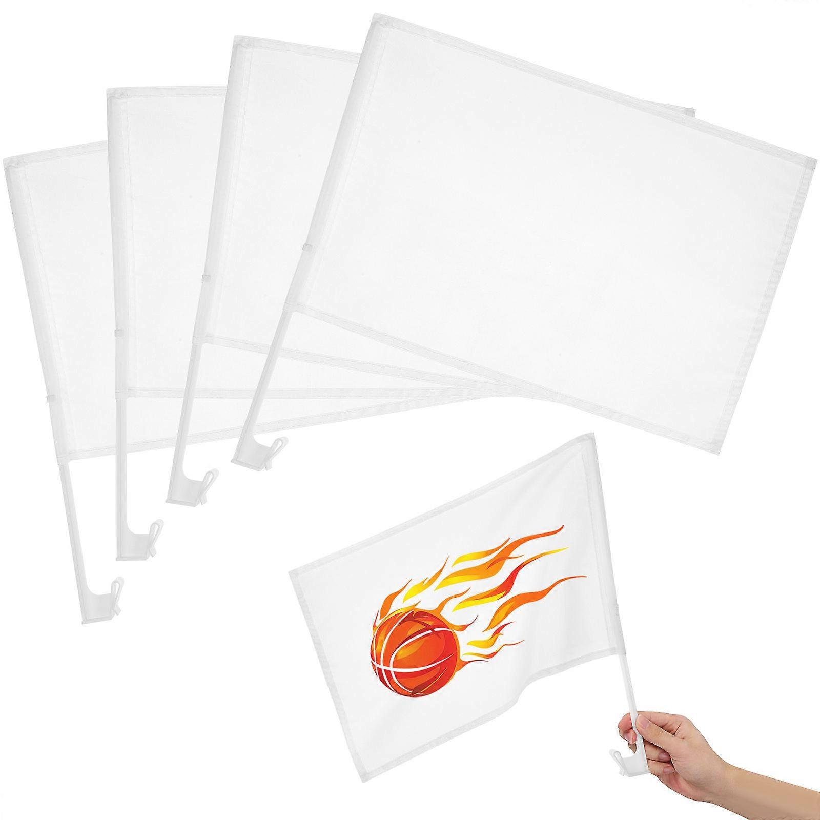 White Small Flags Handheld Flags Racing Events 4Pcs
