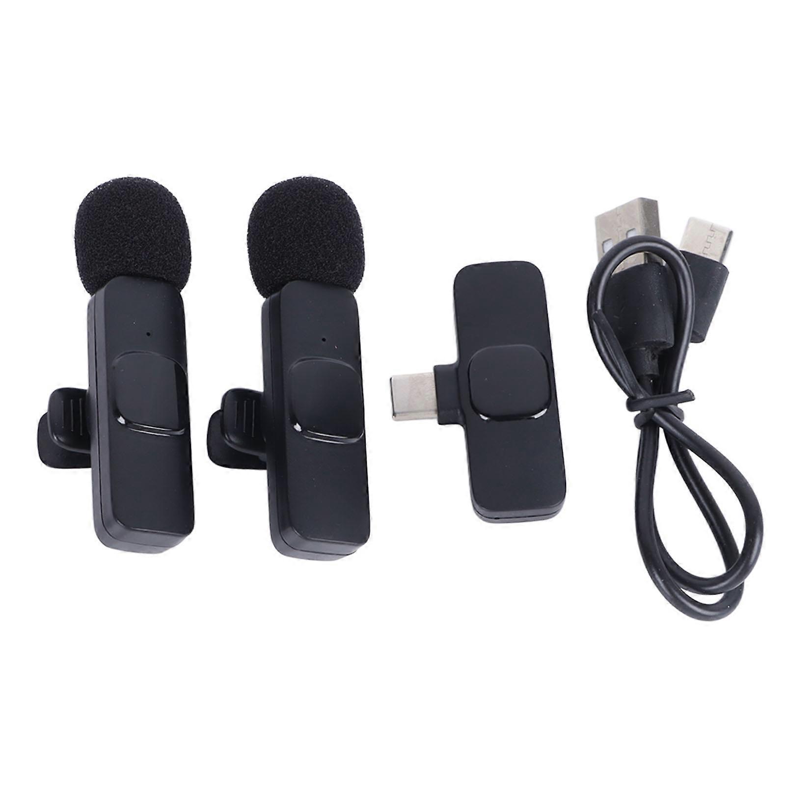 Wireless Lavalier Microphone Pair - Noise Cancelling, Type C, Ideal for Streaming & Recording