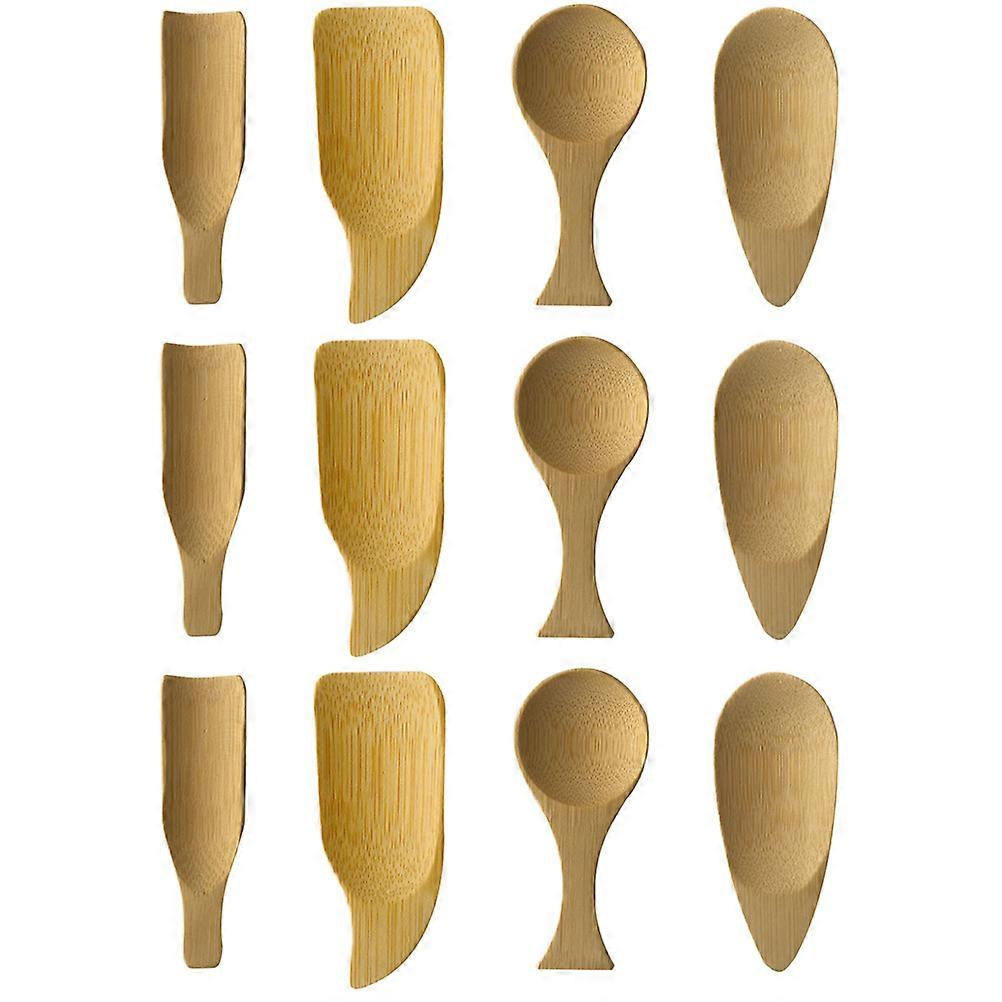 Bamboo Tea Spoons Set of 12Pcs for Kitchen Use Assorted Color SmoothSpoons