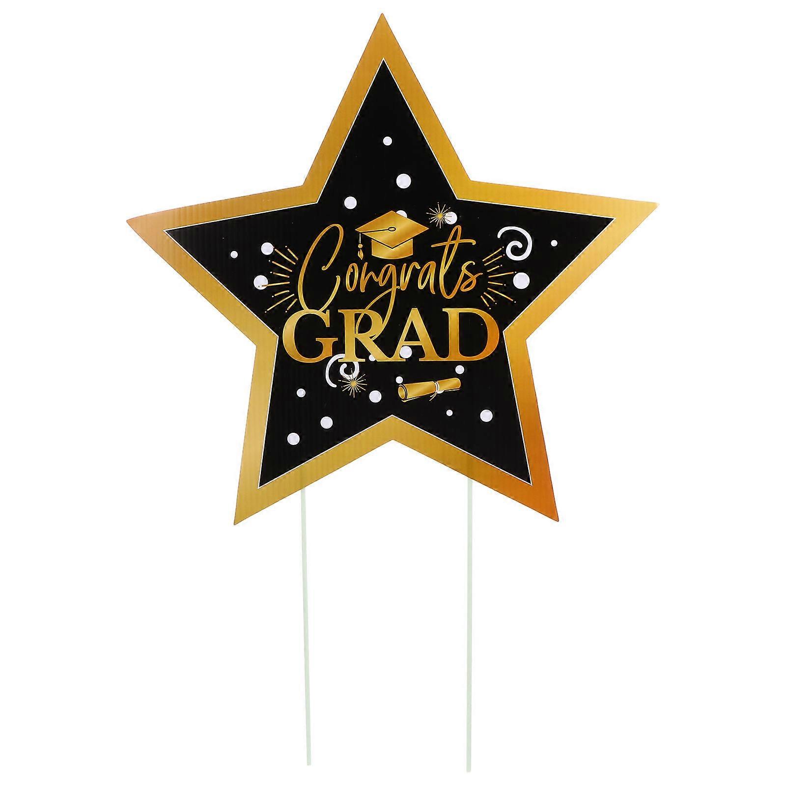 Lawn Signs Graduation Celebration Star Shape 35x35cm Plastic 1Set